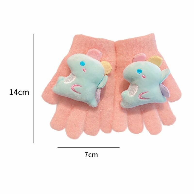 Вязаные перчатки, плотные зимние теплые детские перчатки, Мультяшные ветрозащитные перчатки с пальцами для детской одежды