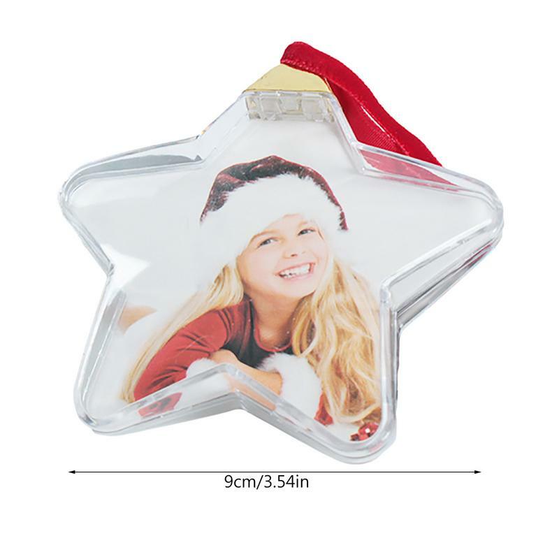 Рождественская прозрачная фоторамка, пластиковый пятизвездочный шар, рождественские украшения, подвеска «сделай сам», Рождественская елка, подвесной декор, детские подарки