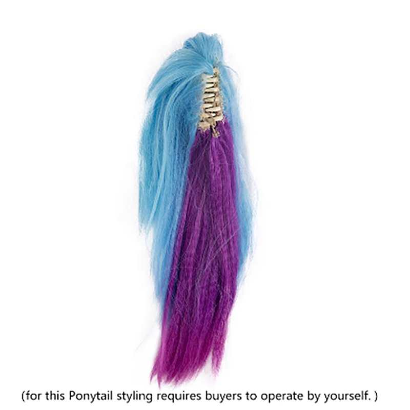 L-mail-Peluca de cabello sintético para mujer, cabellera de Cosplay Akali, LOL Star Guardian, color mezclado, resistente al calor