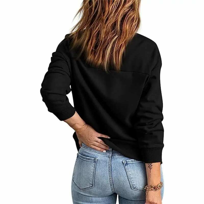 Women Fall Top Women Solid Color Sweatshirt Stylish Women's Zip Up Sweatshirt with Pockets Cozy Autumn Winter Long for Everyday