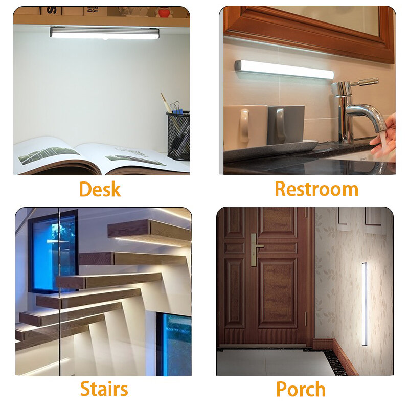 LED Sob Gabinete Motion Sensor Night Light, luz magnética do armário, iluminação da cozinha