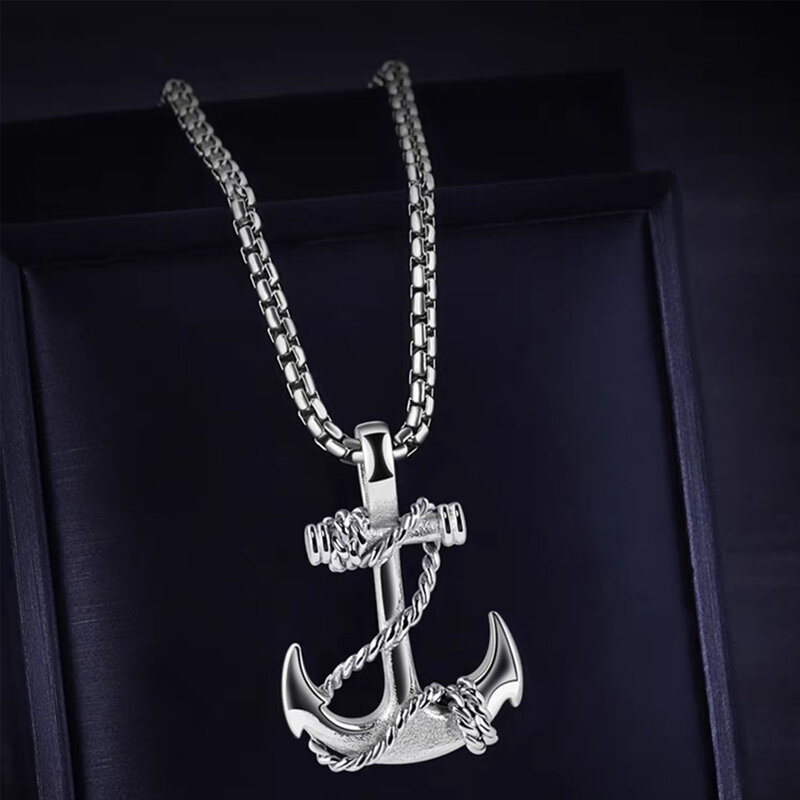 Men's Stainless Steel Nautical Surf Beach Anchor Pendant Necklace Accessory