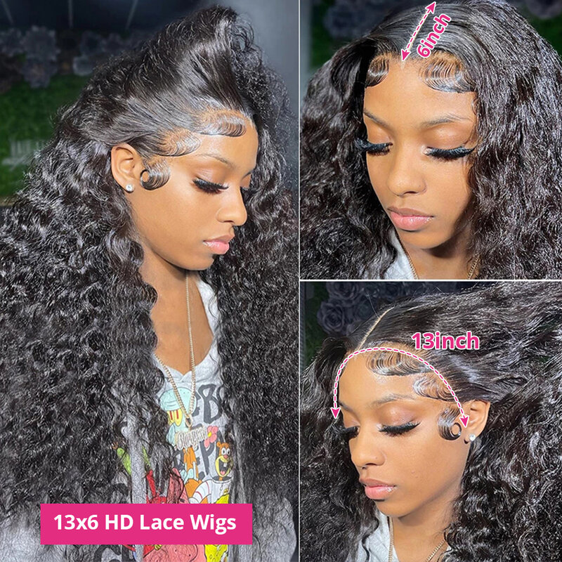 Meodi 13x6 Hd Deep Wave Lace Front Human Hair Wigs 360 Pre Plucked Lace Water Wave Wig 13x4 Curly Frontal Wigs For Women 4x4 5x5