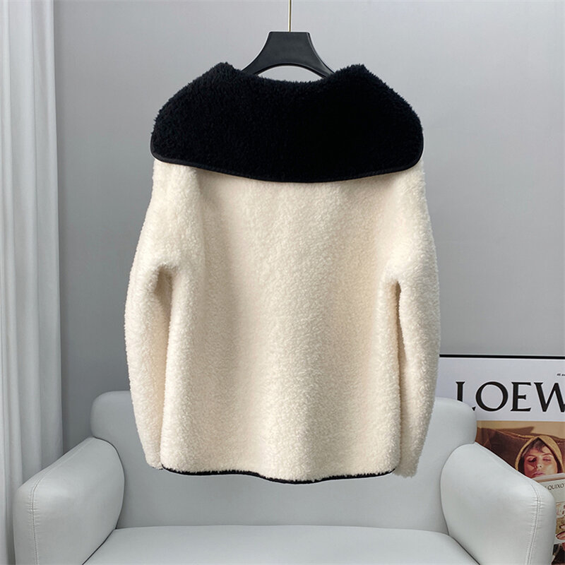 Aorice Women Real Wool Fur Coat Jacket Female Winter Hooded Coats Over Size Jackets Trench CT230
