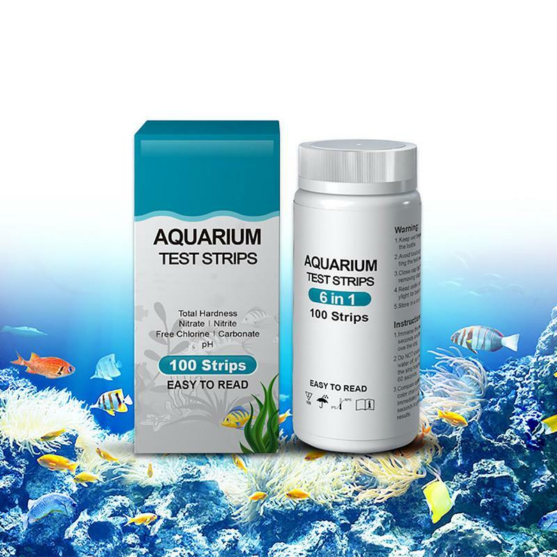 100 Stuks 6-In-1 Waterkwaliteit Teststrips Kit Ph Nitraat Nitriet Chloor Algemene Hardheid Voor Zwembad Vijver Aquarium Kraan Aquarium Tank