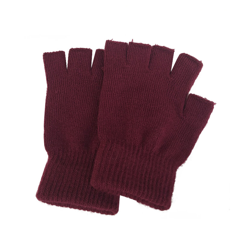 Gants tricotés en laine unisexe demi-doigt, mitaines d'extérieur, mitaines courtes, mitaines chaudes, confort élastique, femmes et hommes, hiver