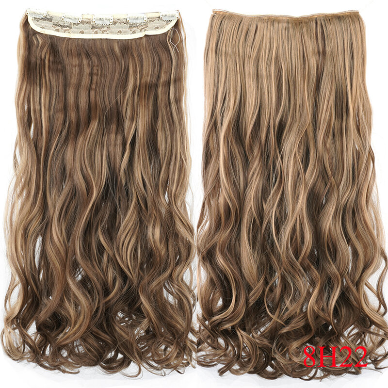 Soowee-długie, grube włosy syntetyczne, 28 cali, 160g, falowane, szare włosy doczepiane, Clip In One Piece, sztuczne włosy, przedłużanie włosów dla kobiet