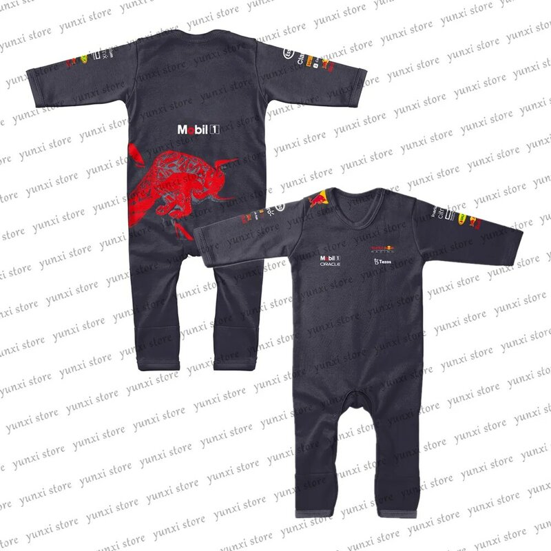 Baby Boy girocollo manica lunga tuta Fan Racing Crawl Suit 2022 nuova vendita calda F1 Baby Red Animal 3D Print Spring Sportswear