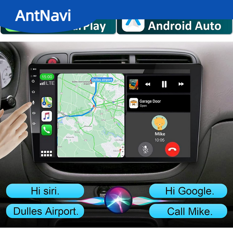 AntNavi-Radio con GPS para coche, reproductor Multimedia Universal de 10 pulgadas, 1 Din, giratorio, Android, aplicación automática, Carplay, vídeo, Bluetooth, cámara AHD, pantalla