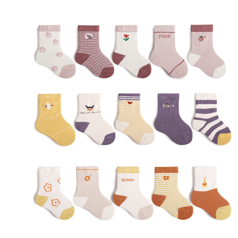 Modamama – chaussettes pour enfants en coton biologique, 5 paires/lot, nouveau Style, pour bébés filles et garçons