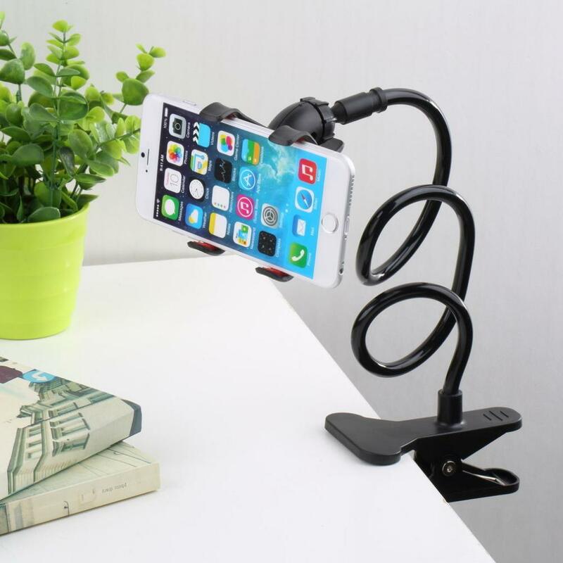 Universal preguiçoso telefone móvel gooseneck suporte stents flexível cama mesa clipe de suporte para o telefone flexível titular braço