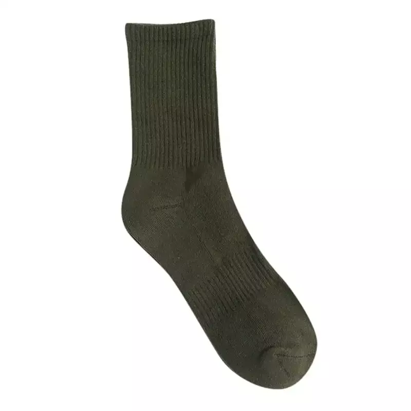 YUEHAO Socks Men's Sports Socks Thick Solid Long Tube High Cotton Cotton Casual Army Green