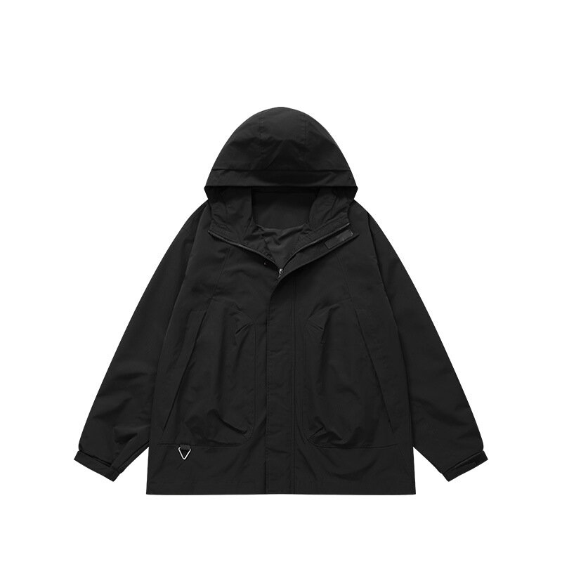 Ветрозащитная куртка с капюшоном и карманами на молнии, осень и зима 2024, уличная куртка на молнии, пальто