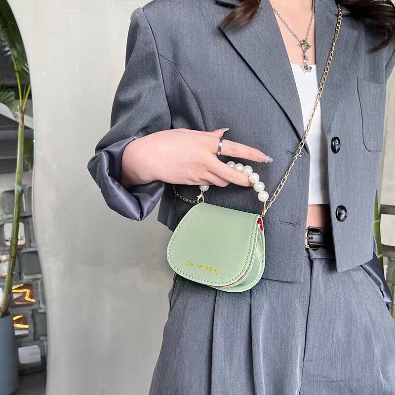 Women Mini Handbags New Elegant Shoulder Messenger Bag Portable Chain Bags Girl Pearl Crossbody Rhombus Small Square Bag
