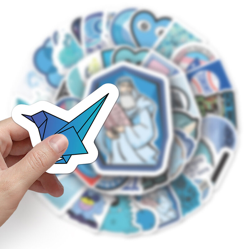 Desenhos animados azul elemento série Graffiti adesivos, adequado para laptop, capacetes, decoração desktop, brinquedos de bricolage, atacado, 59pcs