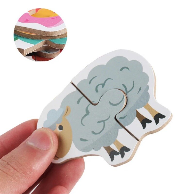 Kids Wooden Jigsaw Matching Puzzle Game Baby Early Learning Cognition Animal Fruit Traffic Educational Toys for Children Gifts