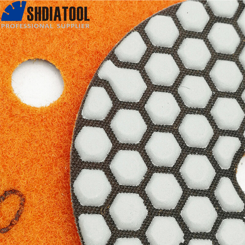 SHDIATOOL 6pcs 80mm #200 Diamond Dry Polishing Pads 3inch Sanding Disks Granite Marble Ceramic Resin Bond Flexible Grinding Disc