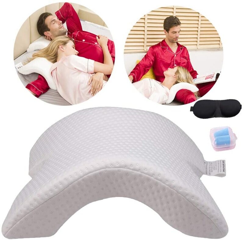 Almohada Cervical curvada para parejas, almohada de espuma viscoelástica para dormir, soporte ortopédico para el cuello, para el cuerpo, para viaje de mano