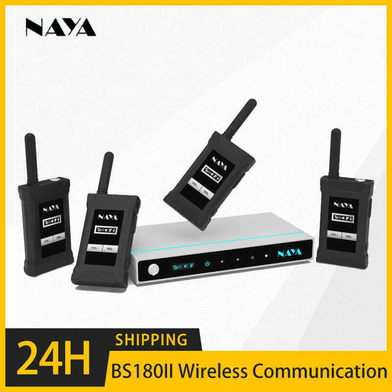 NAYA-sistema de llamada BS180II, inalámbrico, con guía interna, dúplex completo, multifiesta, con estación Base, Beltpack, auriculares