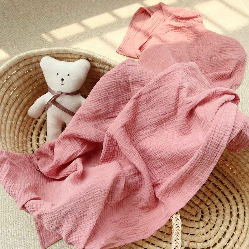Katoenen Mousseline Inbakeren Dekens Voor Baby Effen Kleur Kwastje Deken Zachte Pasgeboren Wrap Baby Slapen Quilt Bed Cover