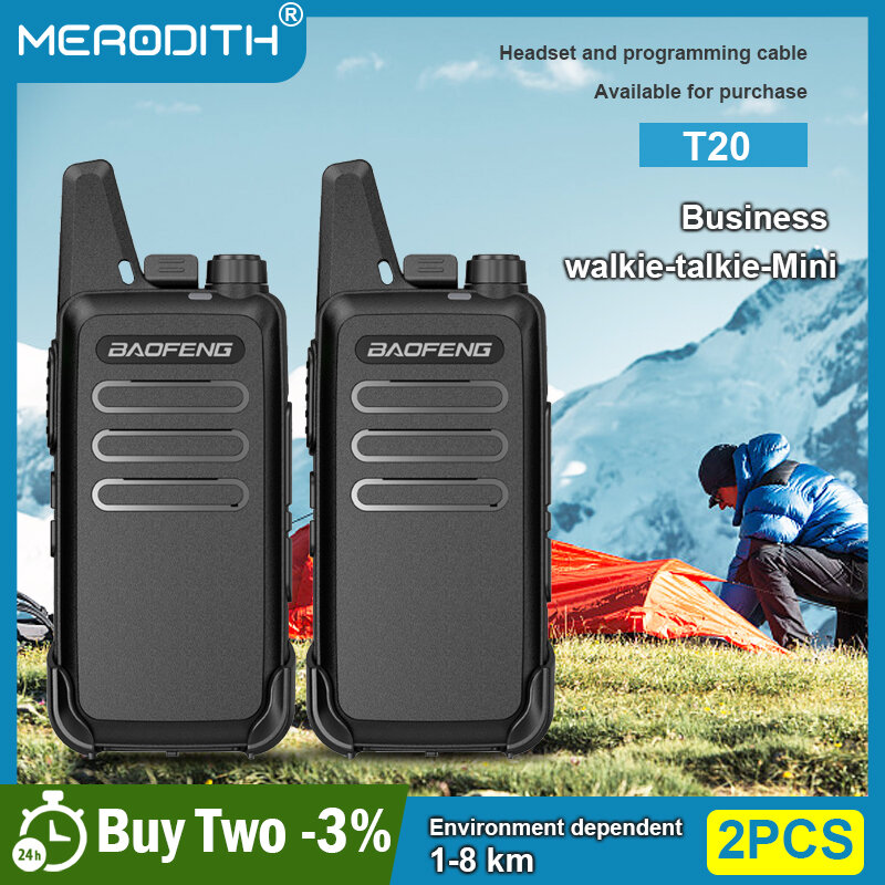 baofeng T20 walkie talkie mini  professional UHF400-470mHzsupporting16-channel Ham  radiolong range walkie talkie 2 pcs included