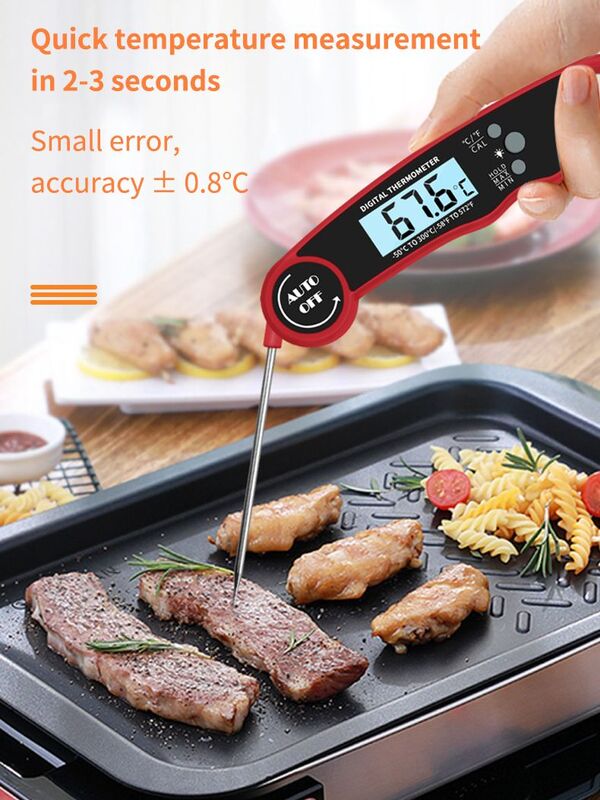 Termometer tahan air, pengukur suhu air, pengukur suhu minyak dapur kue, termometer barbekyu elektronik dapat dilipat