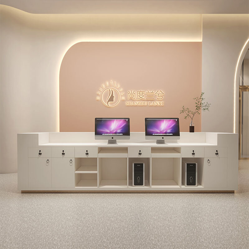 Meja kasir Modern kesederhanaan informasi penerimaan meja penerimaan pakaian toko Mesa De Madera Blanca Bar Furniture Counter
