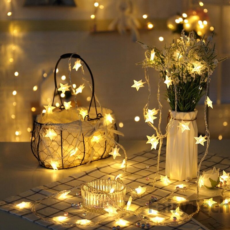 Guirxiété lumineuse étoile scintillante LED, USB 62, lampe de Noël, fête de vacances, mariage, lumières dégradées décoratives, 10/20