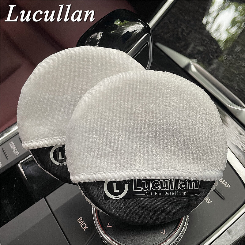 Lucullan Mini Pocket Microfiber Car Wax Polishing Sponge Super Fine White Suede Satin Coating Applicator
