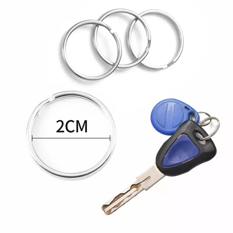 Round Flat Round Split Keychain, Chaveiro de aço inoxidável, Split Keychain, Metal polido, Círculo em branco, Descobertas DIY, 20 Pcs, 100Pcs, 25mm
