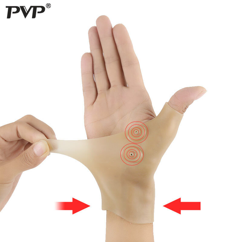 Pvp 1 pçs terapia magnética pulso mão polegar suporte luvas gel de silicone artrite pressão corrector massagem alívio da dor luvas
