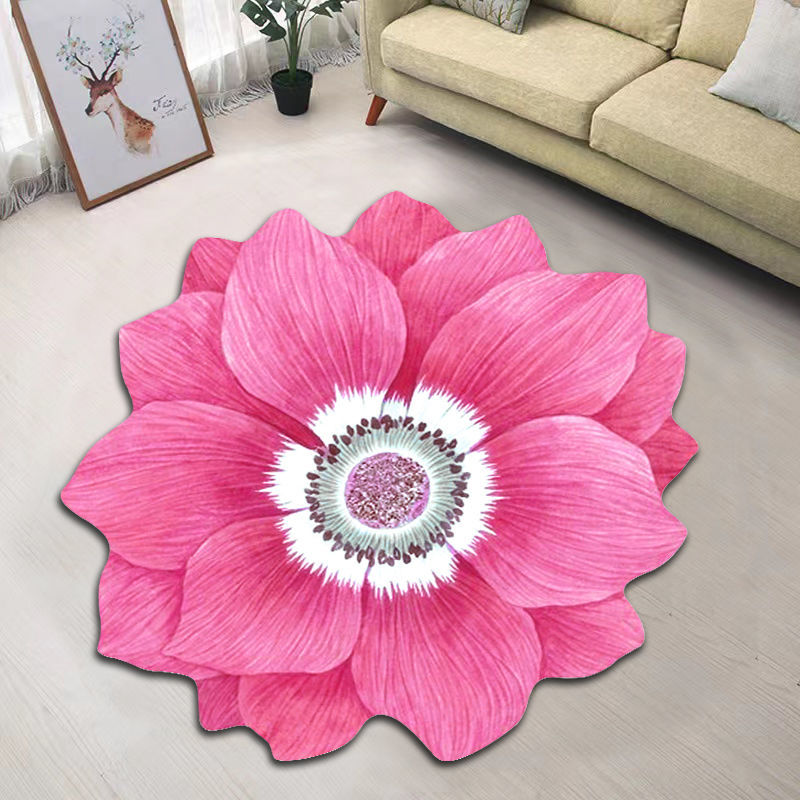 Tapis épais rond en forme de fleur, moquette de chevet de chambre à coucher, tapis de sol de maison, tapis de porte d'entrée pour salon
