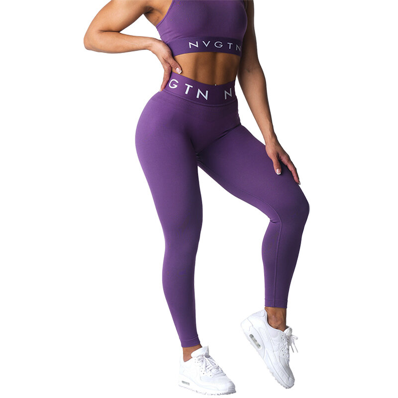 Nvgtn Sport Seamless Leggings Spandex Tights Woman Fitness Elastic Breathable Hip-lifting Leisure Sports Running