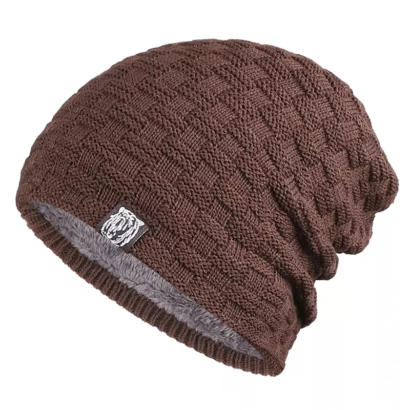 Зимняя мужская плюшевая шапка, облегающие шапки, уличные спортивные теплые вязаные шапочки