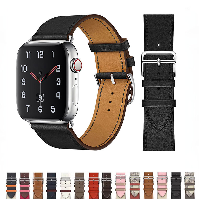 Correa de cuero para Apple watch, pulsera cómoda de 45mm, 41mm, 44mm, 42mm, 40mm y 38mm para iwatch Ultra 8, 7, 6, 5, 4, 3, SE
