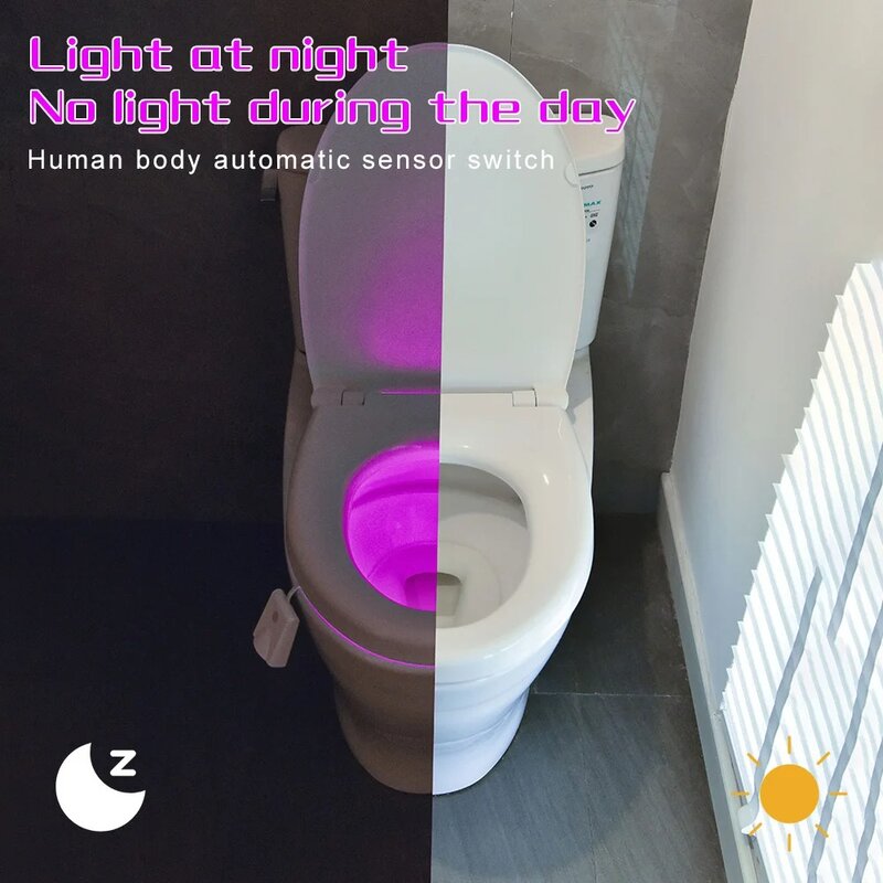 Luces Led nocturnas para inodoro, lámpara con Sensor de movimiento, retroiluminación inteligente, recargable, impermeable, para cuenco, baño y Wc, 108 colores