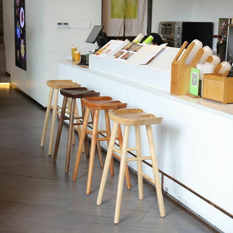 (1 Packung) Ankünfte nordischen modernen Log Bar Stuhl schöne Atmosphäre Coffeeshop Massivholz Hocker Home Esszimmer High Bar Stuhl