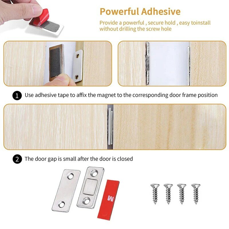 超薄型磁気ドア用粘着テープ,2個,キッチン用接着剤,クローゼットのドア用,クローズドクロージャー
