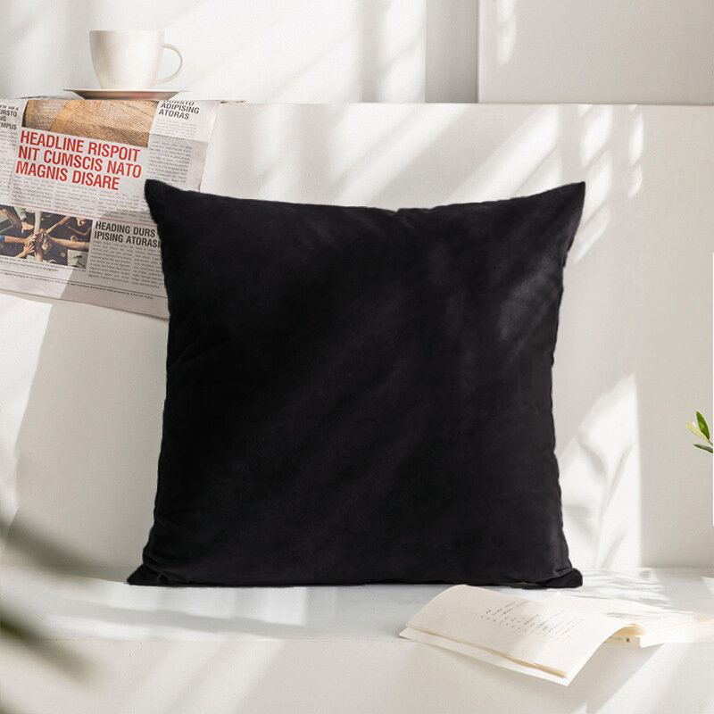 Fundas de cojín de terciopelo negro, fundas de almohada suaves, 45x45cm, decoración moderna para el hogar, cojines de sofá