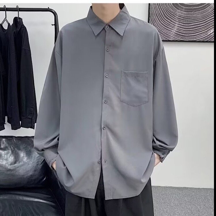 Рубашка мужская с длинным рукавом в гонконгском стиле, Повседневная модная куртка в японском ретро стиле, лето