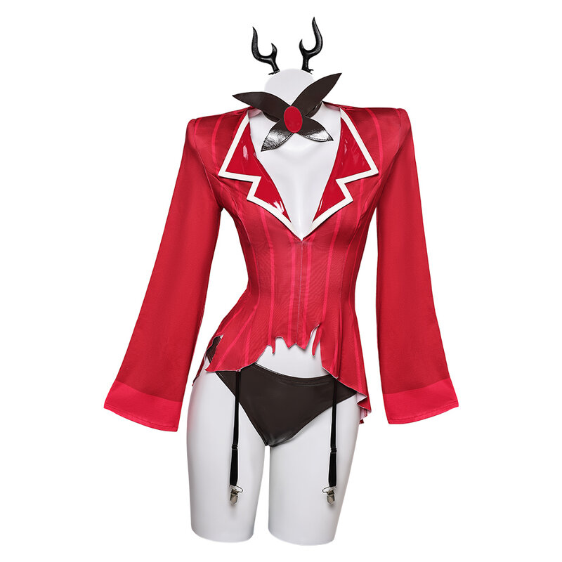 Alastor Cosplay kostum Hotel Fantasia kartun penyamaran untuk wanita dewasa jaket Lingerie seksi celana pendek karnaval Halloween pakaian