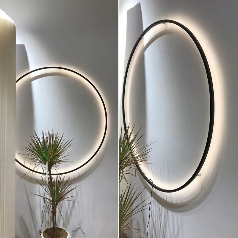 Lampu Dinding LED dekorasi Modern, lampu pencahayaan dinding USB dalam ruangan cincin bulat desain Nordik untuk kamar tidur ruang tamu rumah