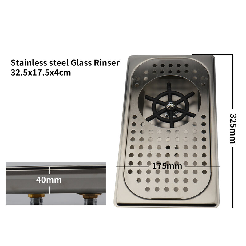 Stainless Steel Glass Rinser Bar Cup Rinser Beer Glass Pitcher Rinser Automatic with Tray