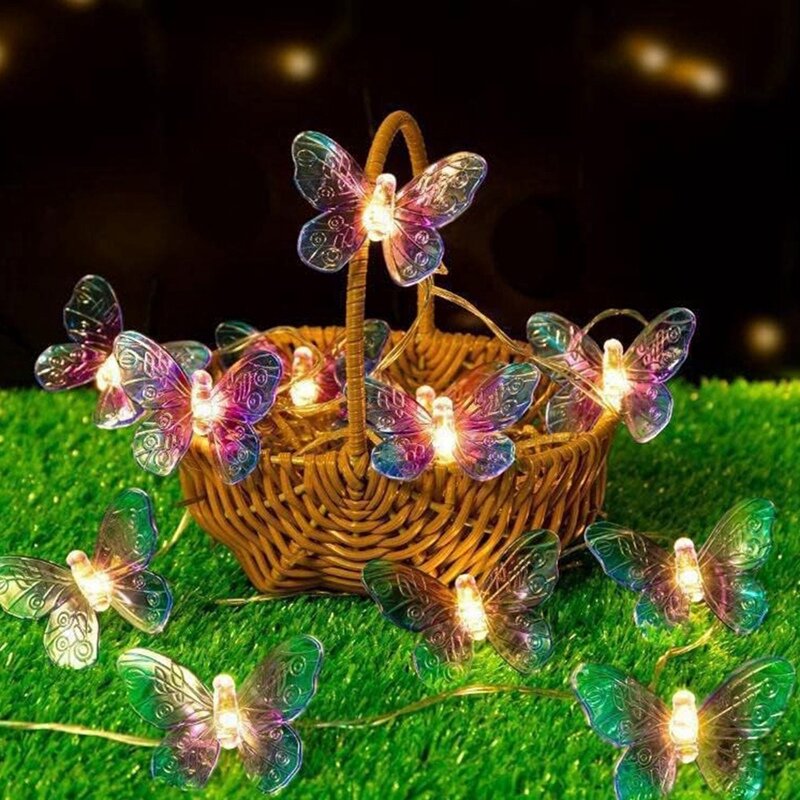 4 buah 1M 10LED kupu-kupu peri cahaya senar Kit Garland gadis kupu-kupu ulang tahun pesta pernikahan dekorasi rumah Set hadiah anak-anak