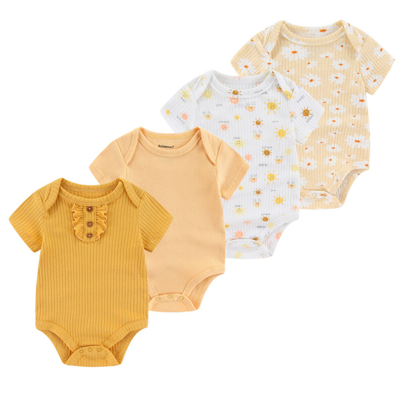 4 pezzi neonato tuta stampa cotone neonato vestiti manica corta pagliaccetto vestiti della neonata cartone animato 0-12M Bebes