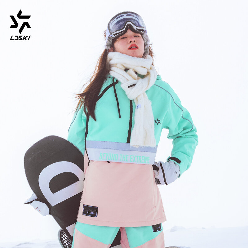 LDSKI Jaket Ski Celana Ski Wanita Pria Pakaian Termal Jaket Tahan Air Musim Dingin Pakaian Hangat Setelan Salju Celana Mantel Snowboard