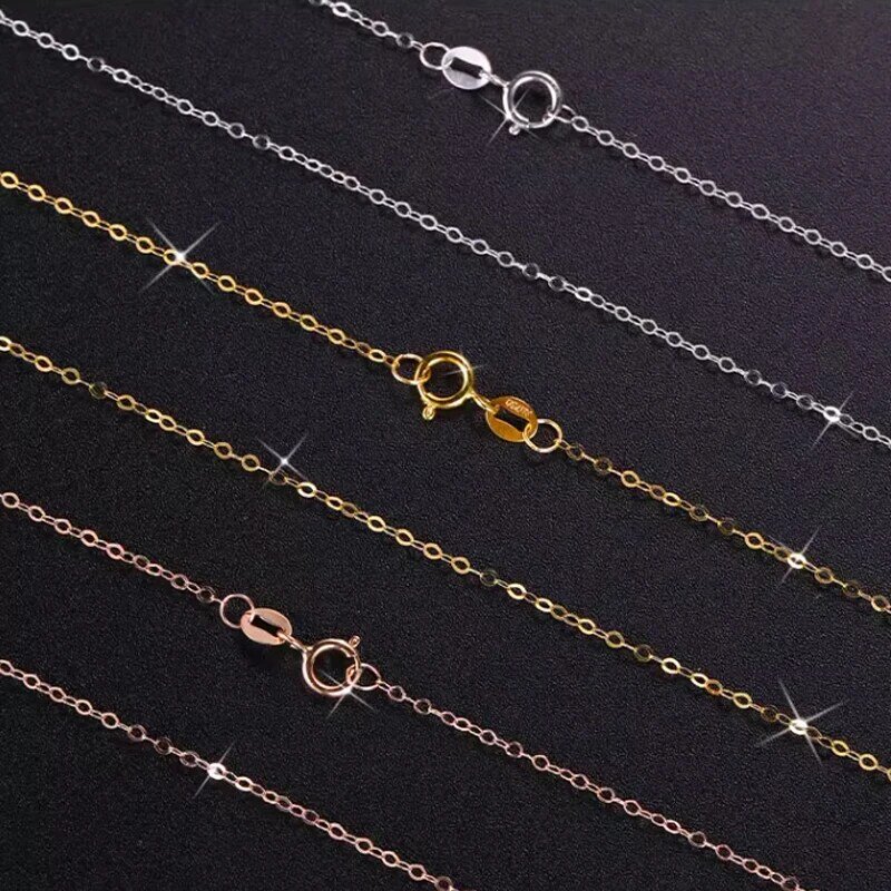 Cadena de oro real de 18K para mujer, cadena de elemento fino para la clavícula, AU750