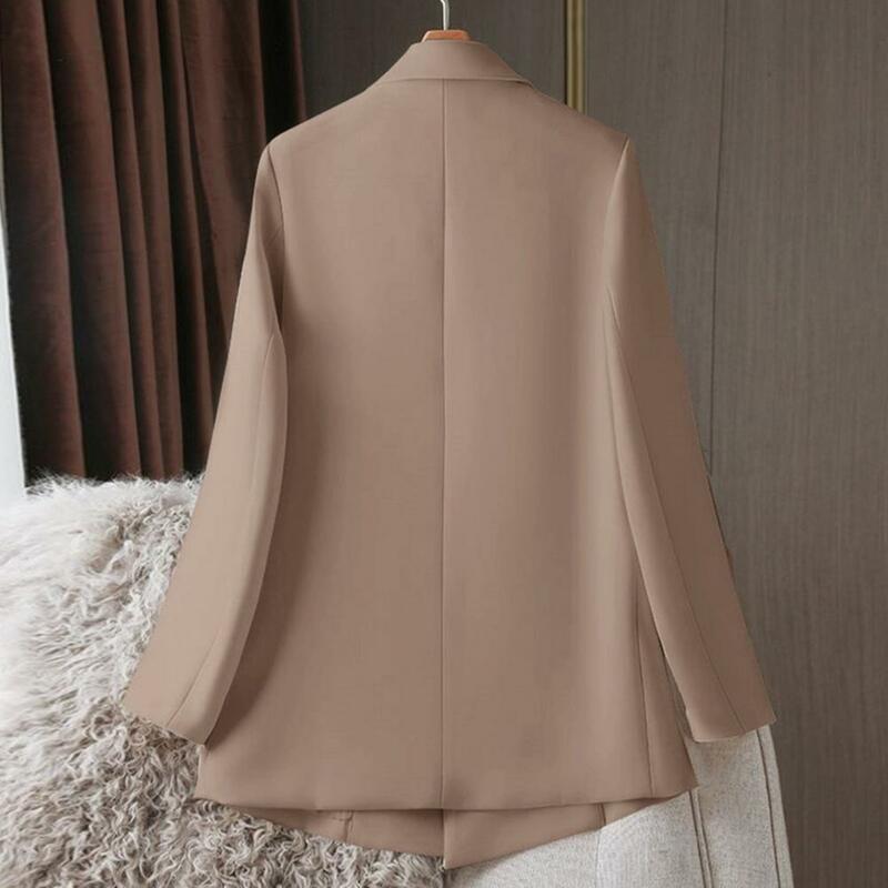 Leisure Time Outerwear Professional Women's Double-breasted Suit Coat for Business Style Ol Commute Loose Fit Long Sleeve Jacket