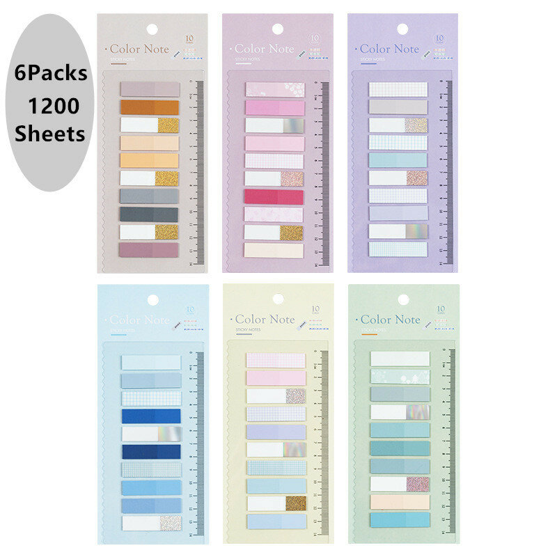 1200 Sheets Transparent Sticky Notes Self-Adhesive BookMarker Posted It Annotation Reading Book Clear Tab Kawaii Cute Stationery