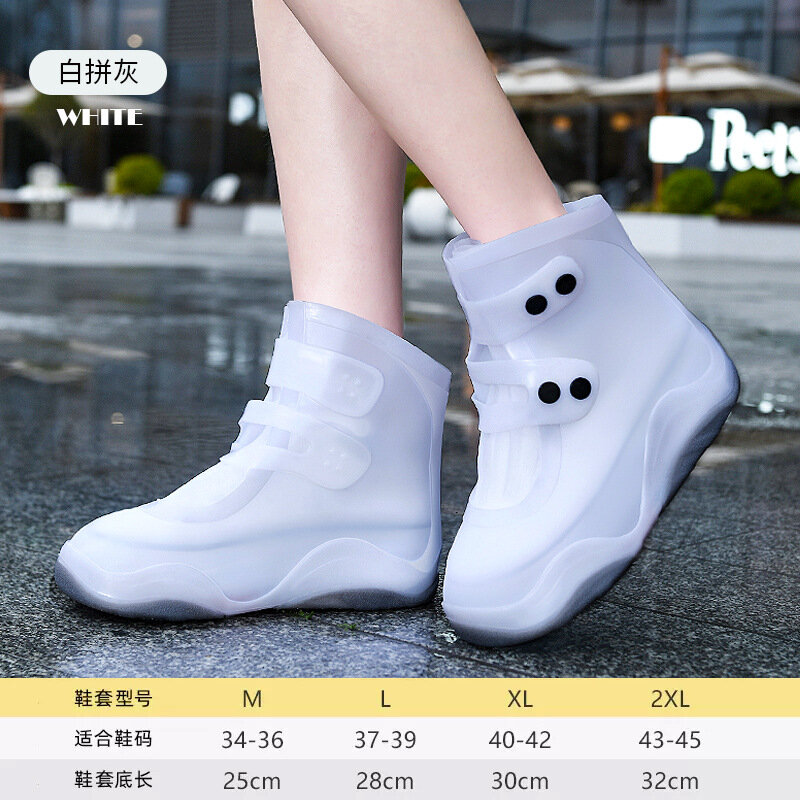Capa de sapato impermeável para mulheres, botas de chuva, antiderrapante, resistente ao desgaste, grossa, dia chuvoso, impermeável